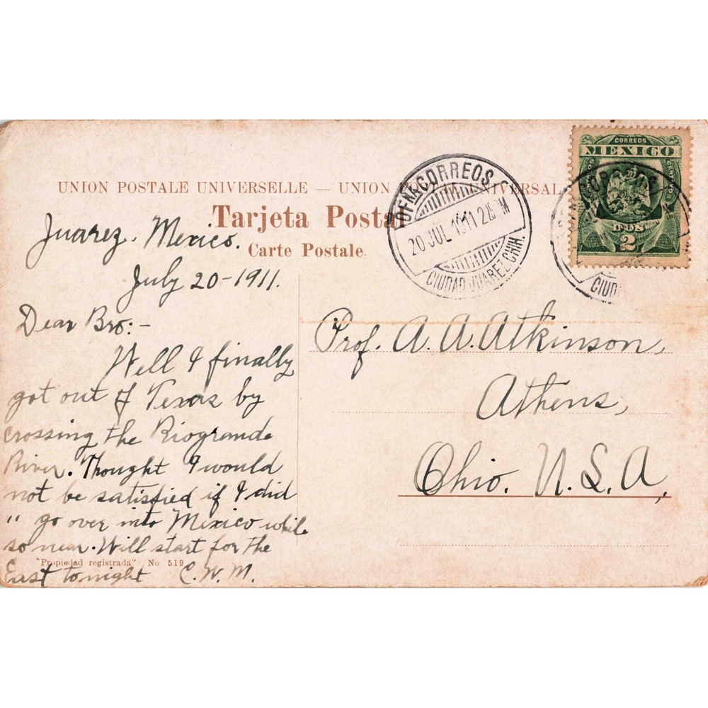 Ciudad Juarez Mexico Iglesia de Guadalupe Mission Church Vintage Postcard - Picture 2 of 2